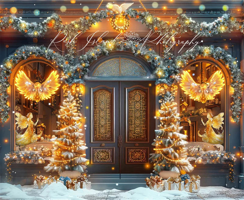 Kate Goldene Engel Weihnachtsgeschäft Hintergrund entworfen von Laura Bybee - Kate Backdrop.de