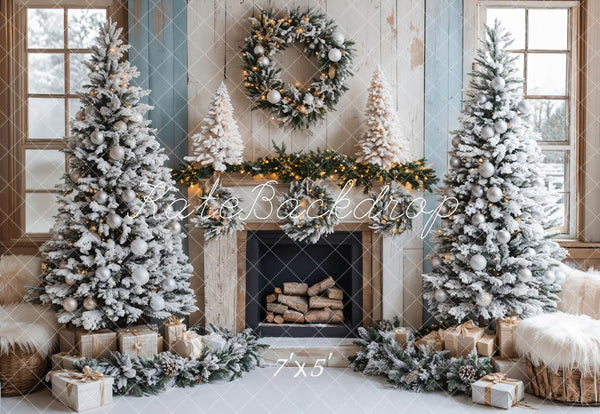 Kate Weihnachten - Baum Kamin Schnee Hintergrund Entworfen von Emetselch - Kate Backdrop.de