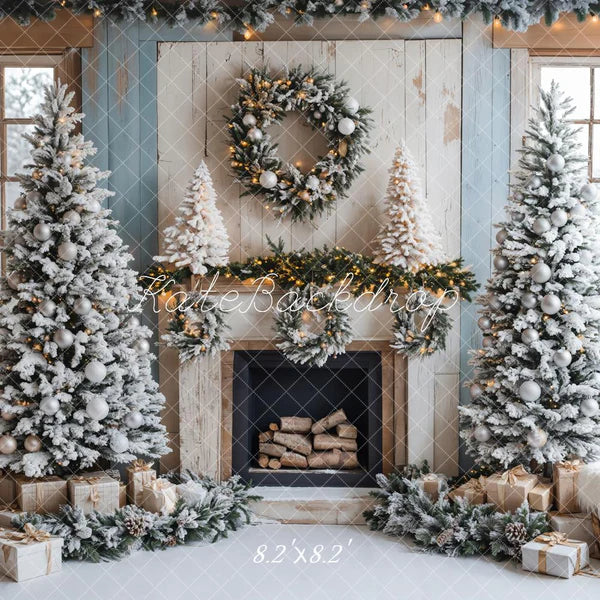 Kate Weihnachten - Baum Kamin Schnee Hintergrund Entworfen von Emetselch - Kate Backdrop.de