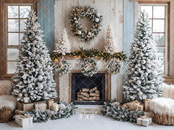 Kate Weihnachten - Baum Kamin Schnee Hintergrund Entworfen von Emetselch - Kate Backdrop.de