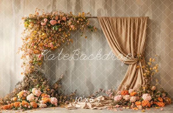 Kate Herbst Floral Arch Apricot Vorhänge Hintergrund Entworfen von Emetselch - Kate Backdrop.de