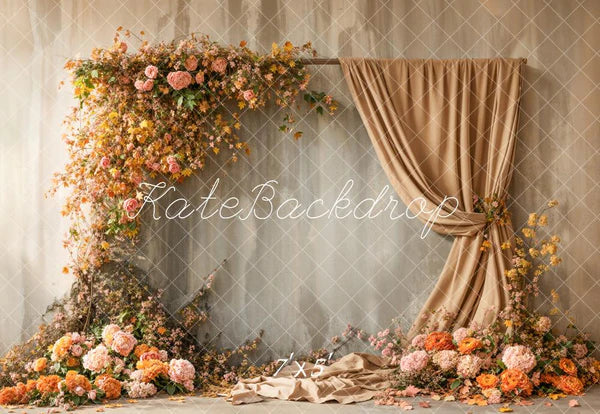 Kate Herbst Floral Arch Apricot Vorhänge Hintergrund Entworfen von Emetselch - Kate Backdrop.de