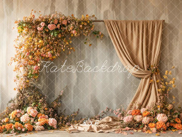 Kate Herbst Floral Arch Apricot Vorhänge Hintergrund Entworfen von Emetselch - Kate Backdrop.de