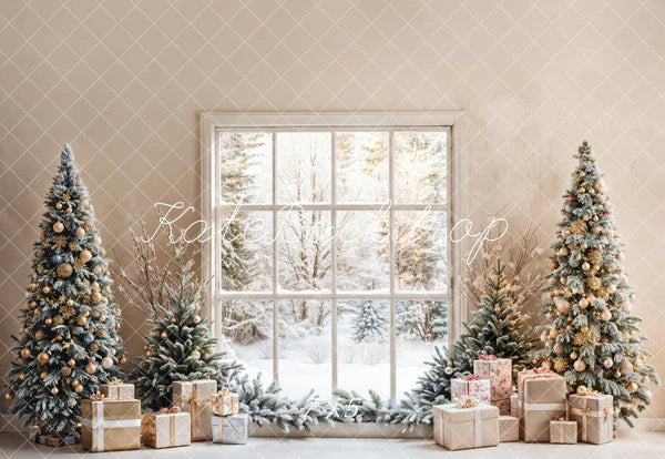 Kate Weihnachten -Bäume Fenster Geschenkbox Hintergrund Entworfen von Emetselch
