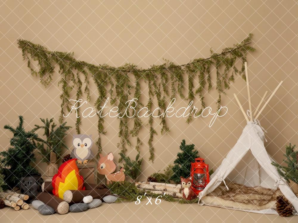 Kate Cake Smash Campingplatz Tiere Zelt Hintergrund von Melissa King - Kate Backdrop.de