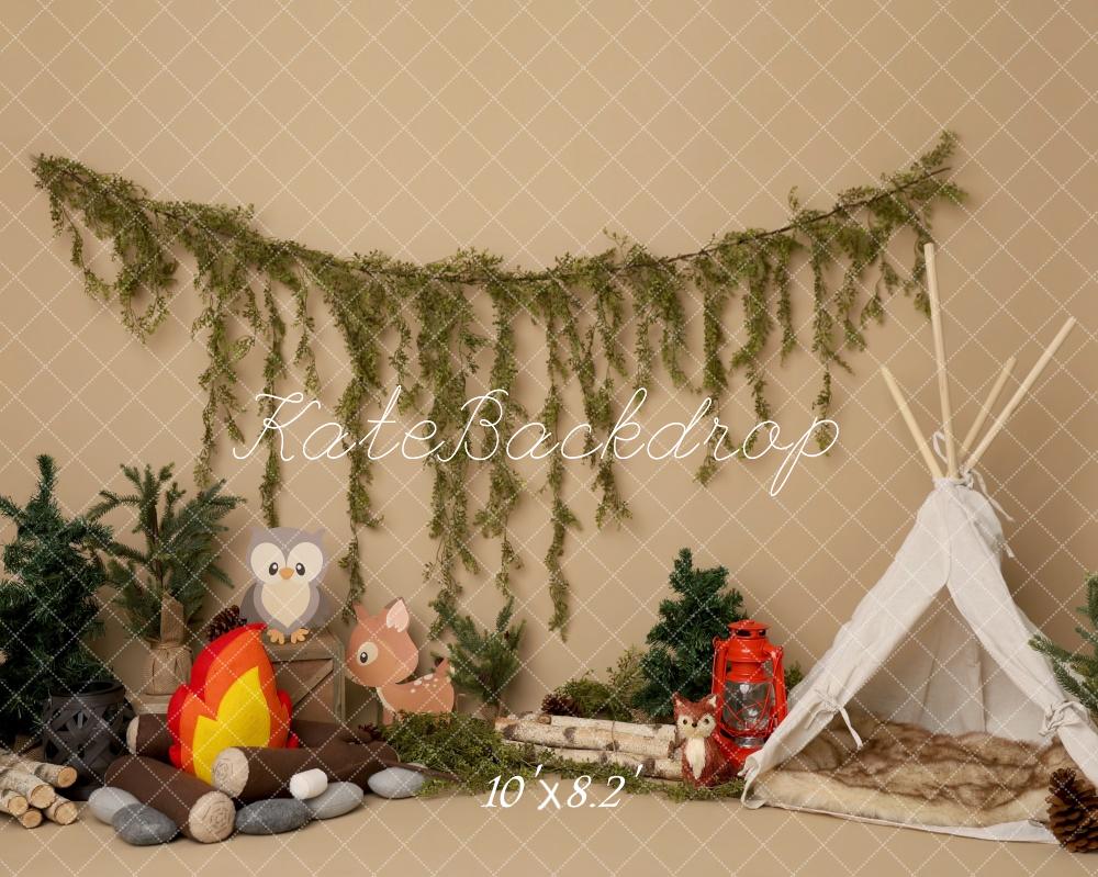 Kate Cake Smash Campingplatz Tiere Zelt Hintergrund von Melissa King - Kate Backdrop.de