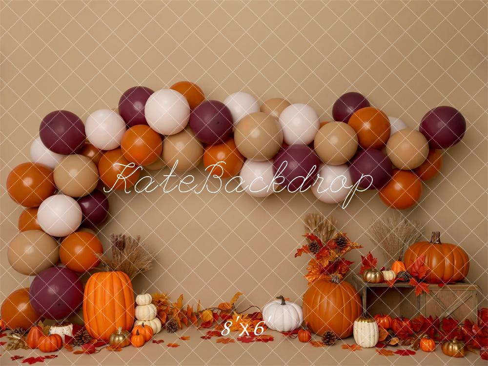 Kate Herbst Torte Smash Kürbis Ballon Bogen Hintergrund von Melissa King - Kate Backdrop.de