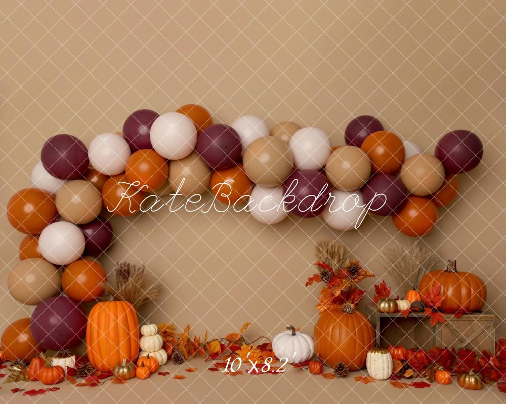 Kate Herbst Torte Smash Kürbis Ballon Bogen Hintergrund von Melissa King - Kate Backdrop.de