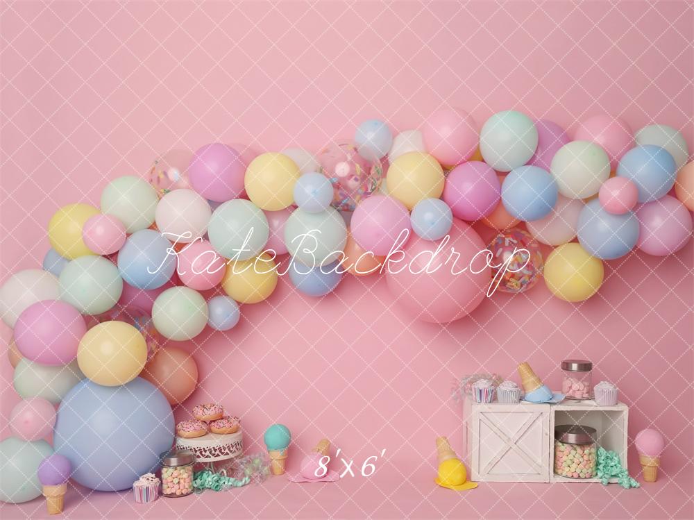 Kate Cake Smash Pastell Luftballons Desserts Hintergrund von Melissa King - Kate Backdrop.de