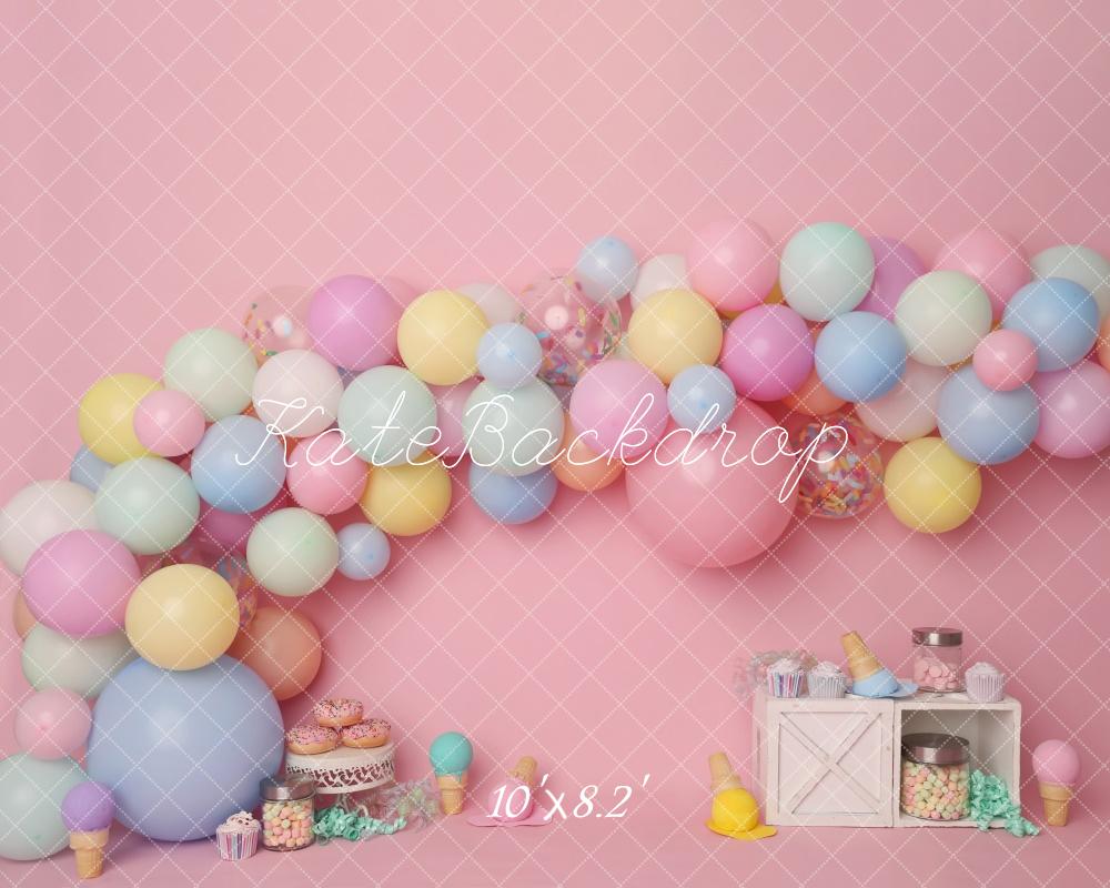 Kate Cake Smash Pastell Luftballons Desserts Hintergrund von Melissa King - Kate Backdrop.de