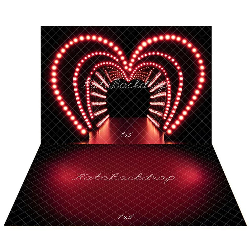 Kate Valentinstag Herz Tunnel Licht Hintergrund+Roter Farbverlauf Abstrakte Textur Boden Hintergrund - Kate Backdrop.de