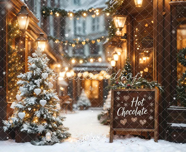 Kate Weihnachten Heiße Schokolade Shop Bokeh Hintergrund Entworfen von Emetselch - Kate Backdrop.de