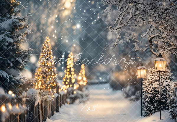 ⚡Blitzangebote #3-Kate Weihnachten -Baum Lichter Winter verschneiter Weg Hintergrund - Kate Backdrop.de