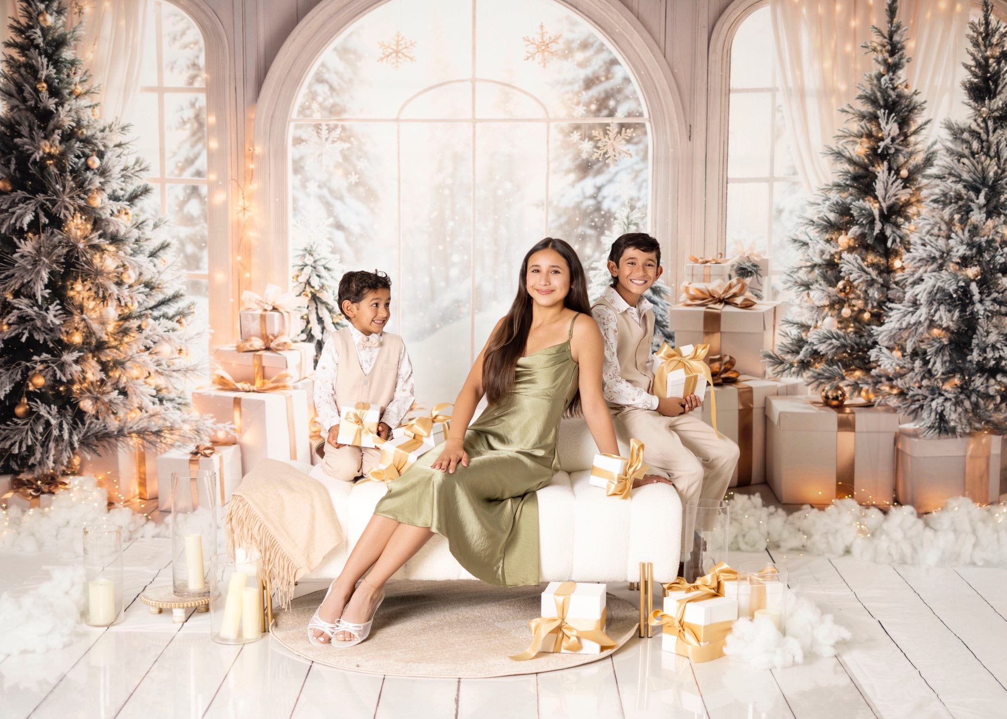 Kate Weihnachten Geschenke Fenster Schnee Hintergrund Entworfen von Emetselch - Kate Backdrop.de