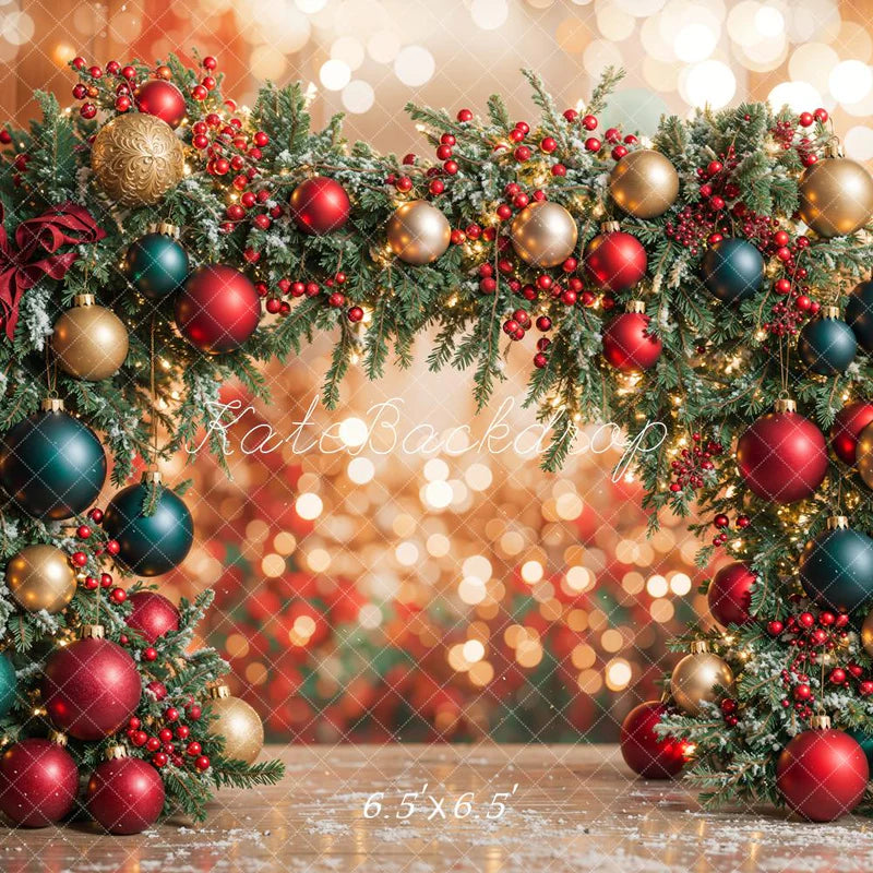 ⚡Blitzangebote #4-Kate Bokeh Weihnachten Ornament Bogen Hintergrund entworfen - Kate Backdrop.de