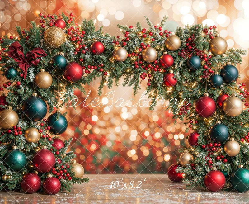 ⚡Blitzangebote #4-Kate Bokeh Weihnachten Ornament Bogen Hintergrund entworfen - Kate Backdrop.de