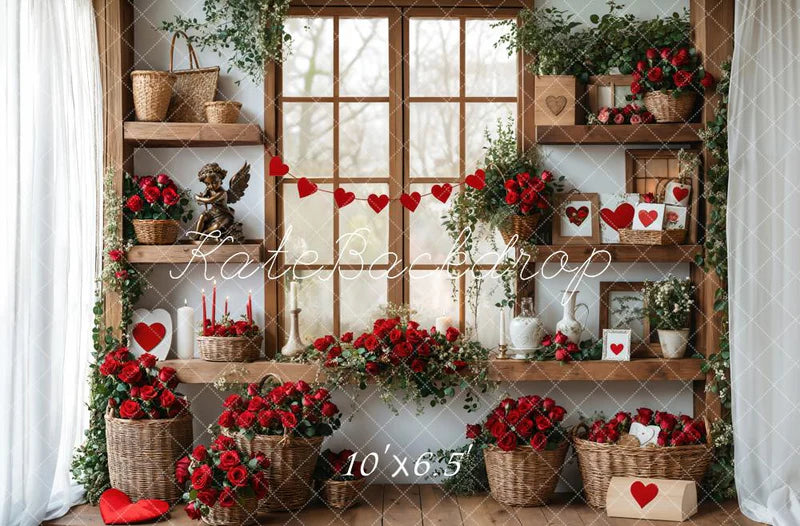 ⚡Blitzangebote #2-Kate Valentinstag Rosen Regale Fleece Hintergrund - Kate Backdrop.de
