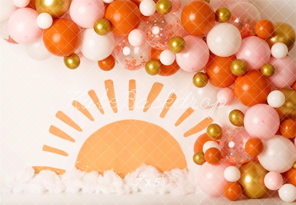Kate Cake Smash Ballon Bogen Sonnenaufgang Hintergrund von Mandy Ringe Fotografie - Kate Backdrop.de