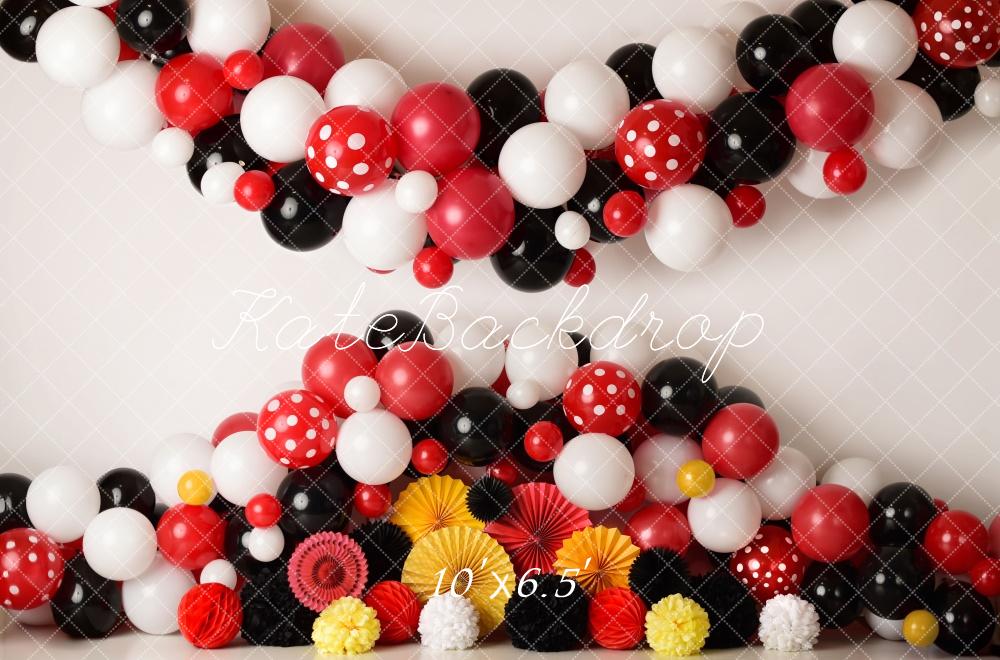 Kate Cake Smash Rot Schwarz Gelb Luftballon Hintergrund von Mandy Ringe Fotografie - Kate Backdrop.de