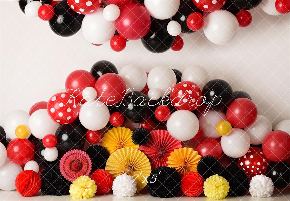 Kate Cake Smash Rot Schwarz Gelb Luftballon Hintergrund von Mandy Ringe Fotografie - Kate Backdrop.de