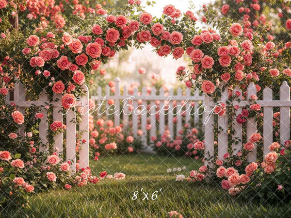 ⚡Blitzangebote #1-Kate Frühling Blumenbogen Rosa Rosengarten Hintergrund - Kate Backdrop.de