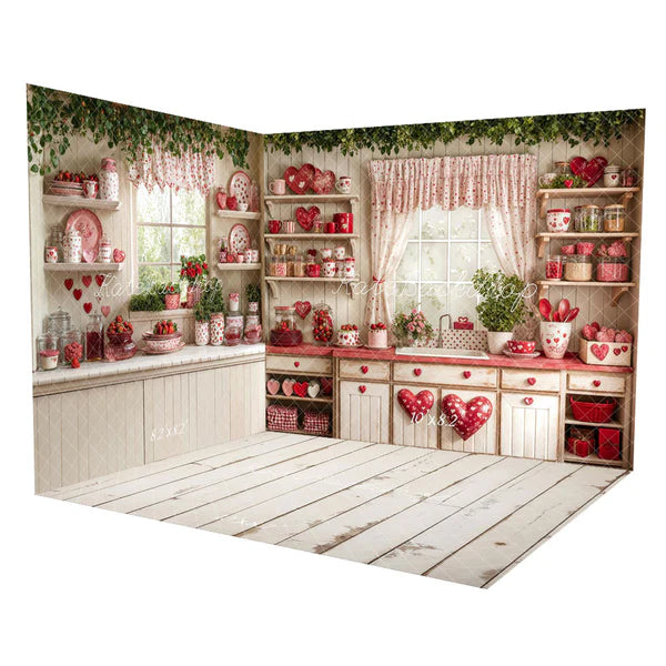 ⚡Blitzangebote #2-Kate Valentinstag Küche Rotes Herz Teller Zimmer Set - Kate Backdrop.de