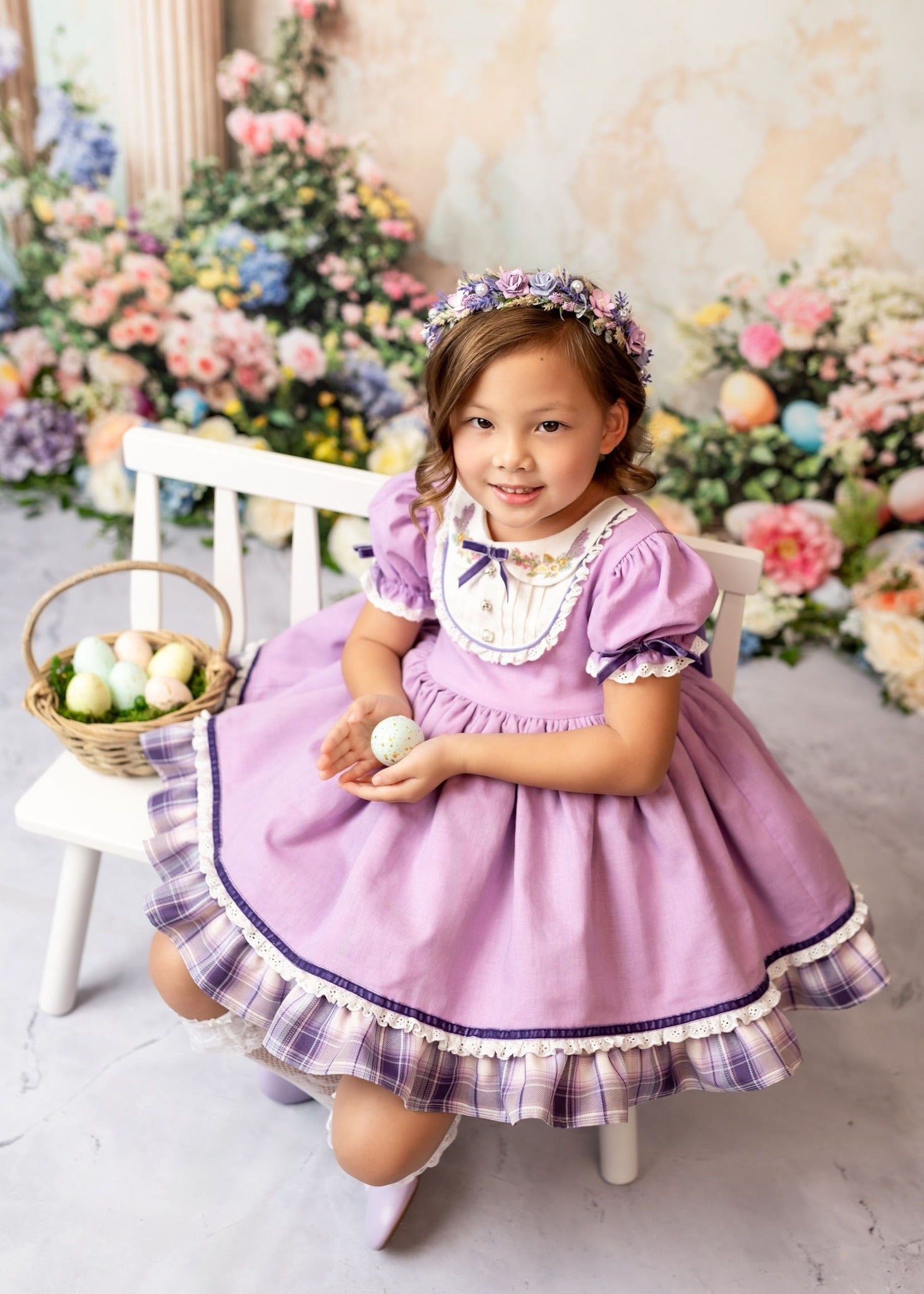 Kate Ostern Bunte Blume Retro Bogen Hintergrund entworfen von Emetselch - Kate Backdrop.de