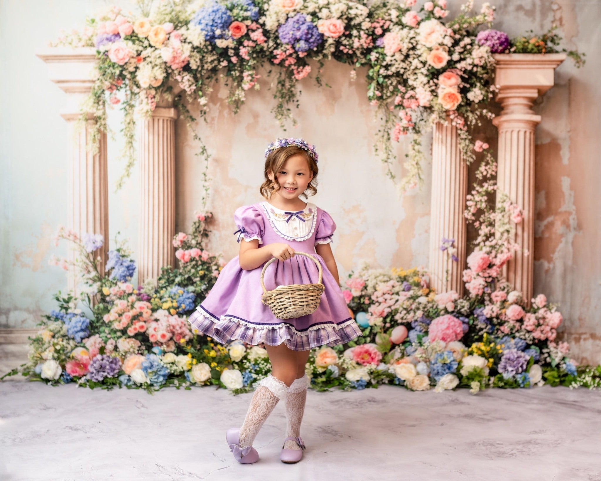 Kate Ostern Bunte Blume Retro Bogen Hintergrund entworfen von Emetselch - Kate Backdrop.de