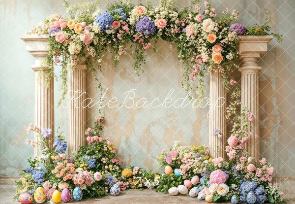 Kate Ostern Bunte Blume Retro Bogen Hintergrund entworfen von Emetselch - Kate Backdrop.de