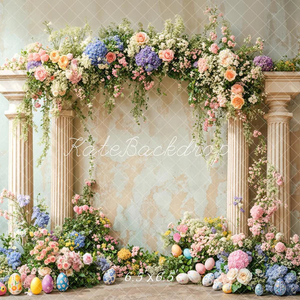 Kate Ostern Bunte Blume Retro Bogen Hintergrund entworfen von Emetselch - Kate Backdrop.de