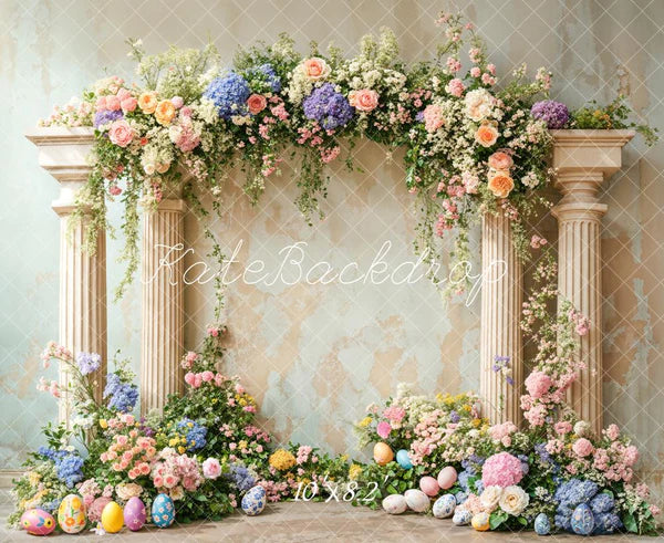 Kate Ostern Bunte Blume Retro Bogen Hintergrund entworfen von Emetselch - Kate Backdrop.de