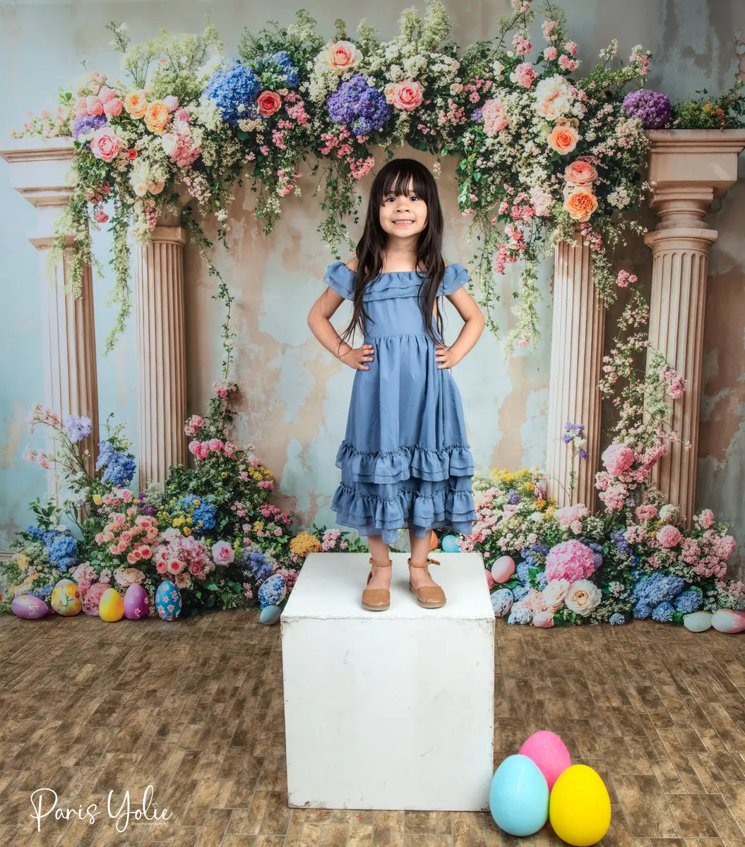 Kate Ostern Bunte Blume Retro Bogen Hintergrund entworfen von Emetselch - Kate Backdrop.de