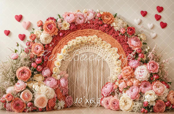 Kate Bohemian Floral Bogen Herz Rosa  Hintergrund entworfen von Emetselch - Kate Backdrop.de