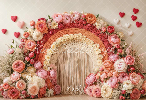 Kate Bohemian Floral Bogen Herz Rosa  Hintergrund entworfen von Emetselch - Kate Backdrop.de