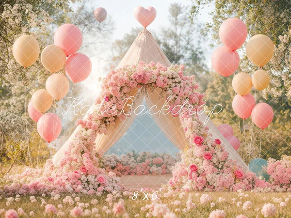 Kate Romantischer Blumenbogen Ballonzelt Hintergrund entworfen von Emetselch - Kate Backdrop.de
