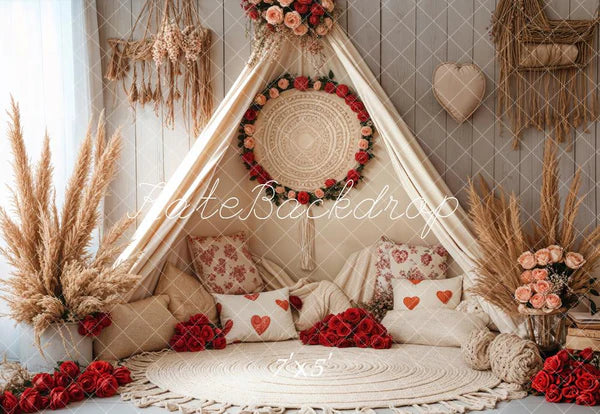 Kate Frühling Boho Romantisch Blumengestecktes Zelt Hintergrund entworfen von Emetselch - Kate Backdrop.de
