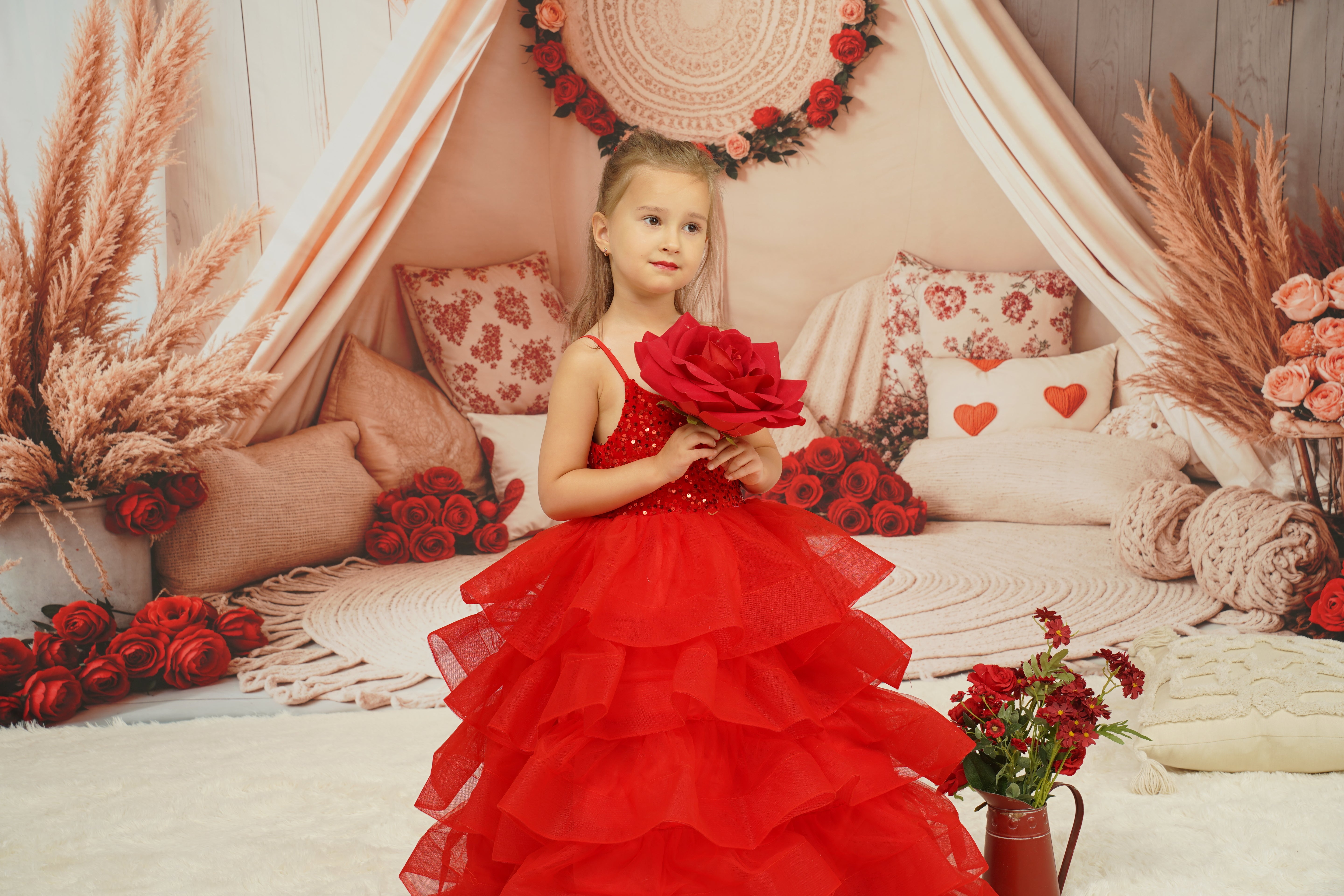 Kate Frühling Boho Romantisch Blumengestecktes Zelt Hintergrund entworfen von Emetselch - Kate Backdrop.de