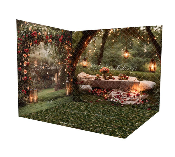 ⚡Blitzangebote #1-Kate Valentinstag Frühling Romantischer Garten Picknick Zimmer Set - Kate Backdrop.de