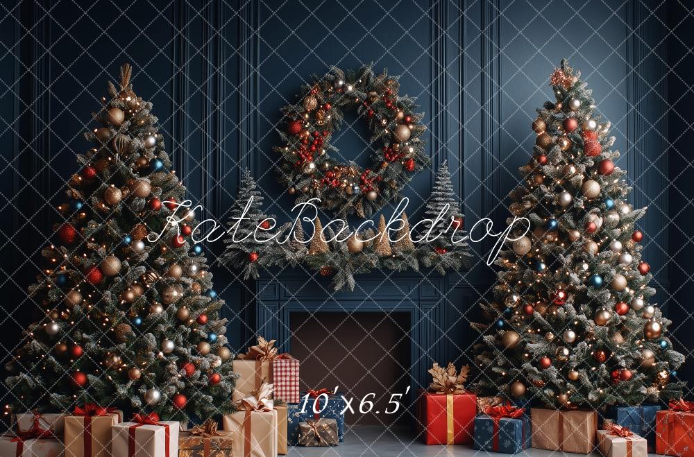 Kate Weihnachten-Baumkranz Retro Hintergrund von Patty Roberts - Kate Backdrop.de