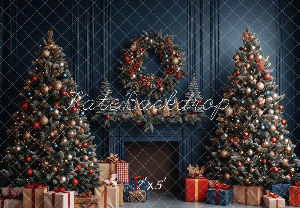 Kate Weihnachten-Baumkranz Retro Hintergrund von Patty Roberts - Kate Backdrop.de