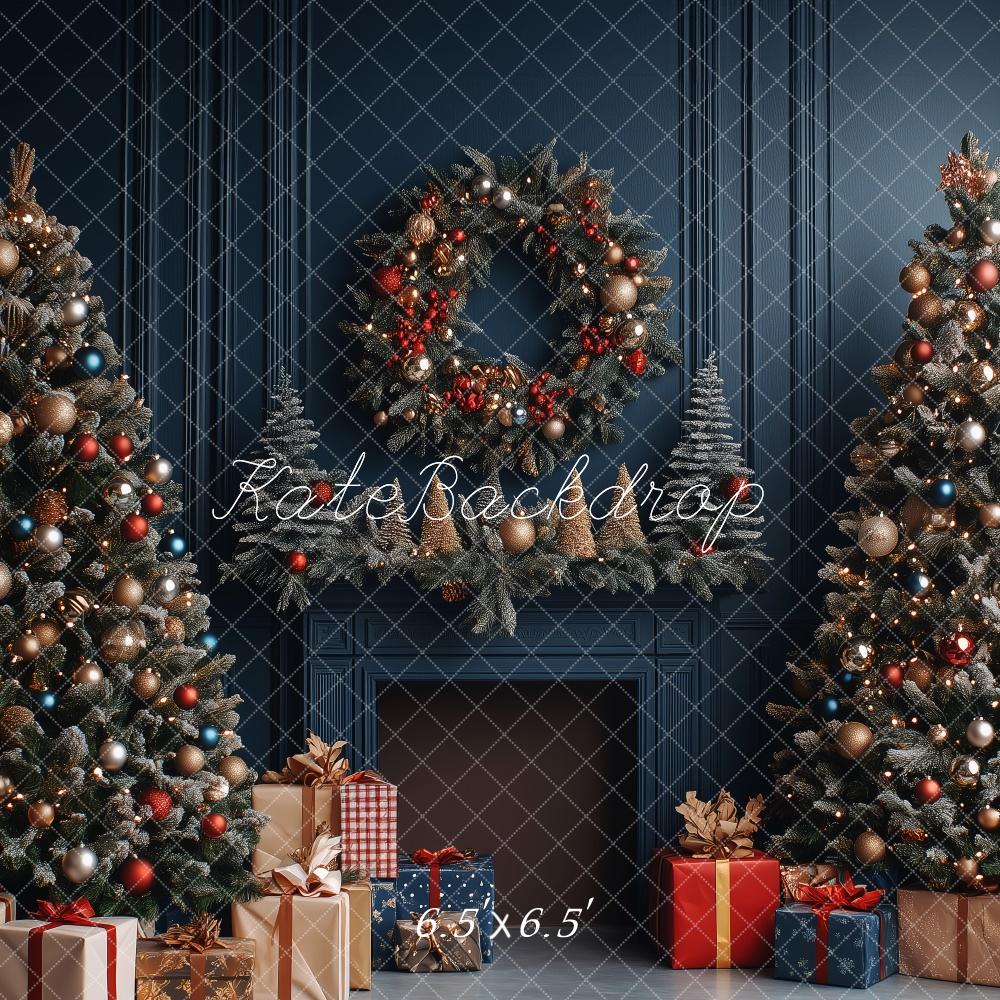 Kate Weihnachten-Baumkranz Retro Hintergrund von Patty Roberts - Kate Backdrop.de