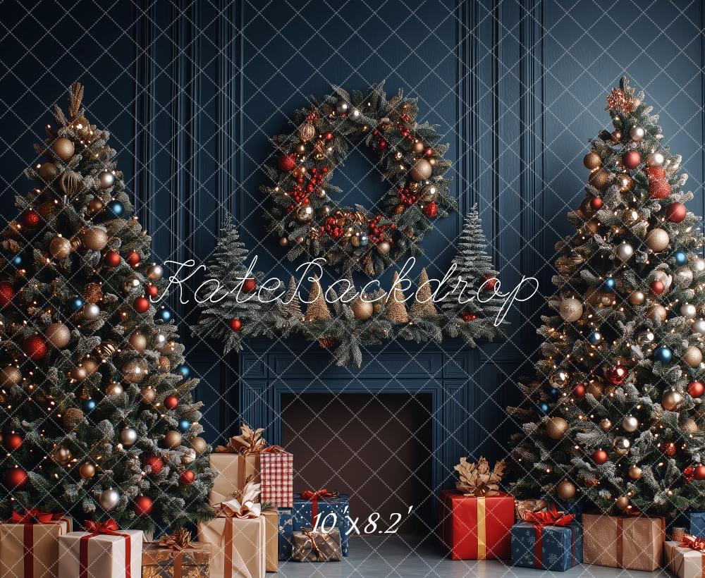 Kate Weihnachten-Baumkranz Retro Hintergrund von Patty Roberts - Kate Backdrop.de