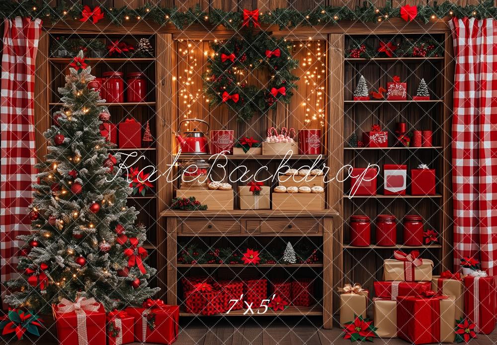 Kate Weihnachten Baum-Geschenk-Kabinett Hintergrund von Patty Roberts - Kate Backdrop.de