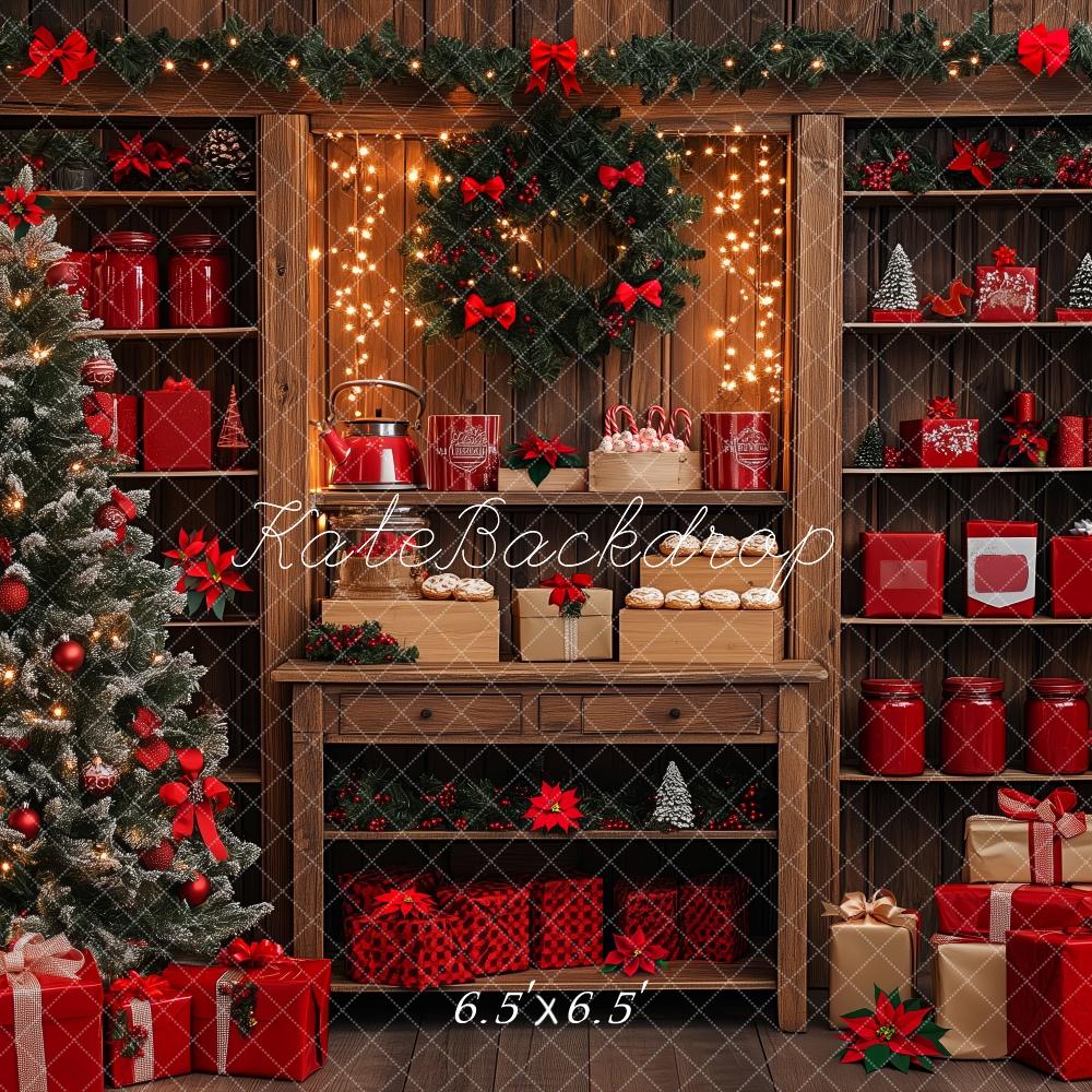 Kate Weihnachten Baum-Geschenk-Kabinett Hintergrund von Patty Roberts - Kate Backdrop.de