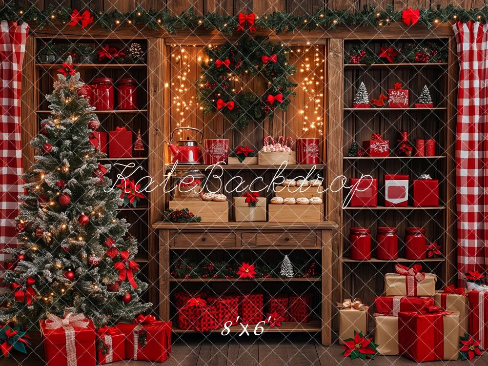 Kate Weihnachten Baum-Geschenk-Kabinett Hintergrund von Patty Roberts - Kate Backdrop.de