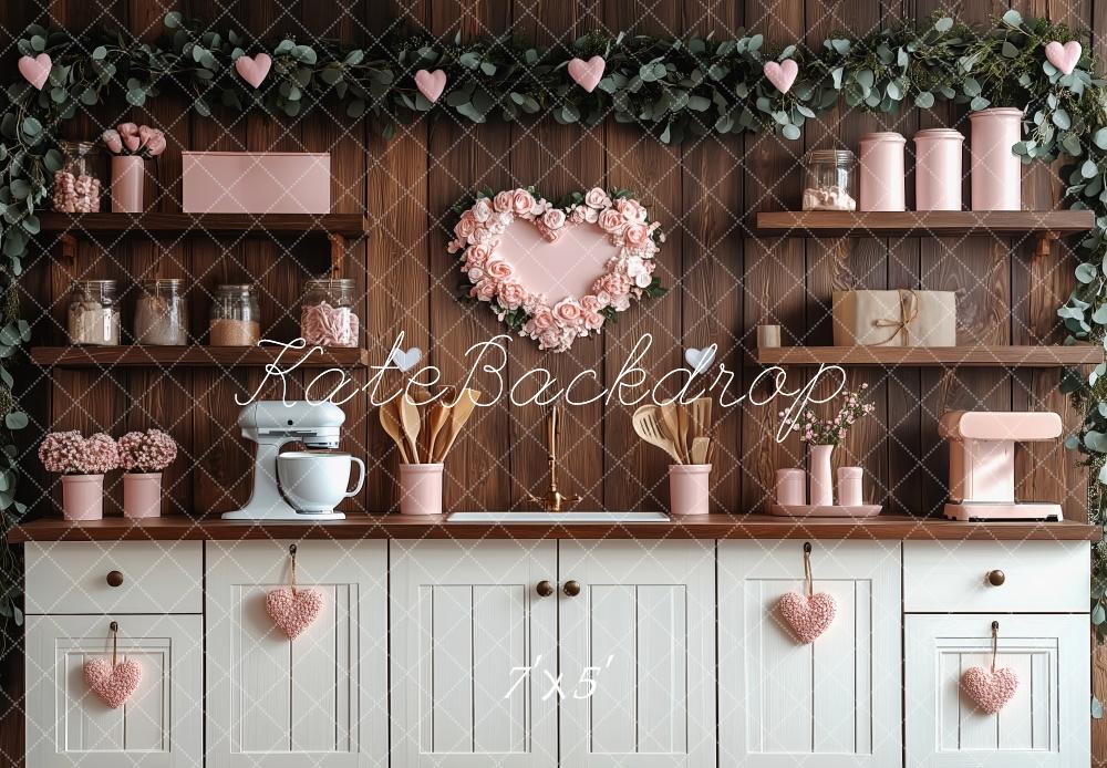 ⚡Blitzangebote #2-Kate Rosa Küchenherzen zum Valentinstag Hintergrund - Kate Backdrop.de