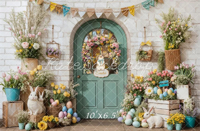 Kate Ostern Hase Blumen Tür Hintergrund entworfen von Emetselch