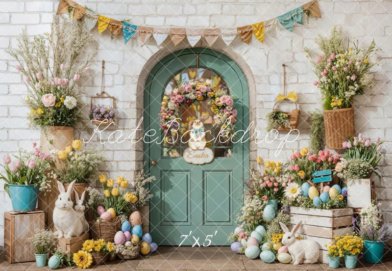 Kate Ostern Hase Blumen Tür Hintergrund entworfen von Emetselch