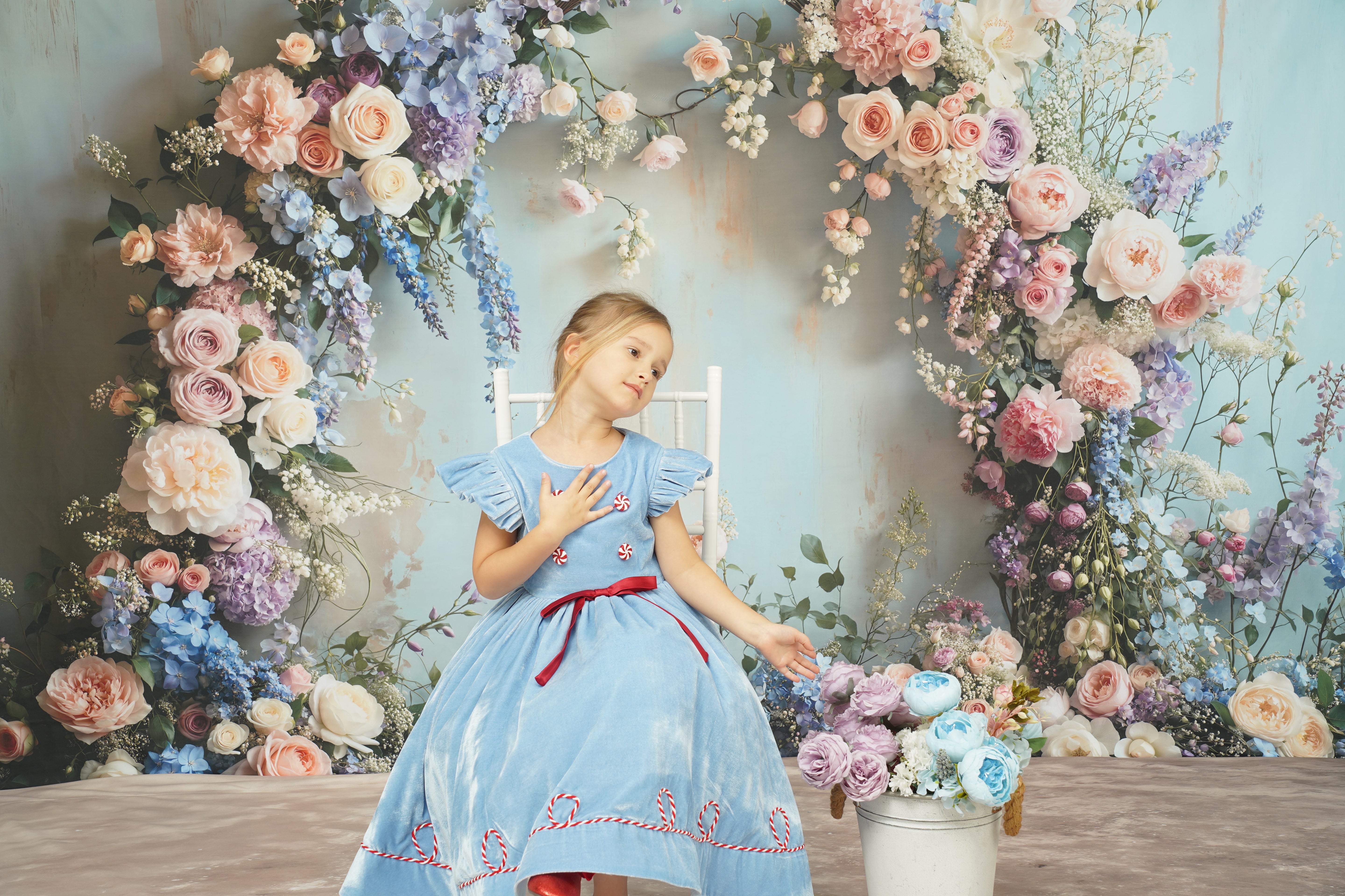 ⚡Blitzangebote #2-Kate Frühlingsblumenbogen Pastell Hintergrund+Abstrakt Hellbraun Beige Boden Hintergrund - Kate Backdrop.de