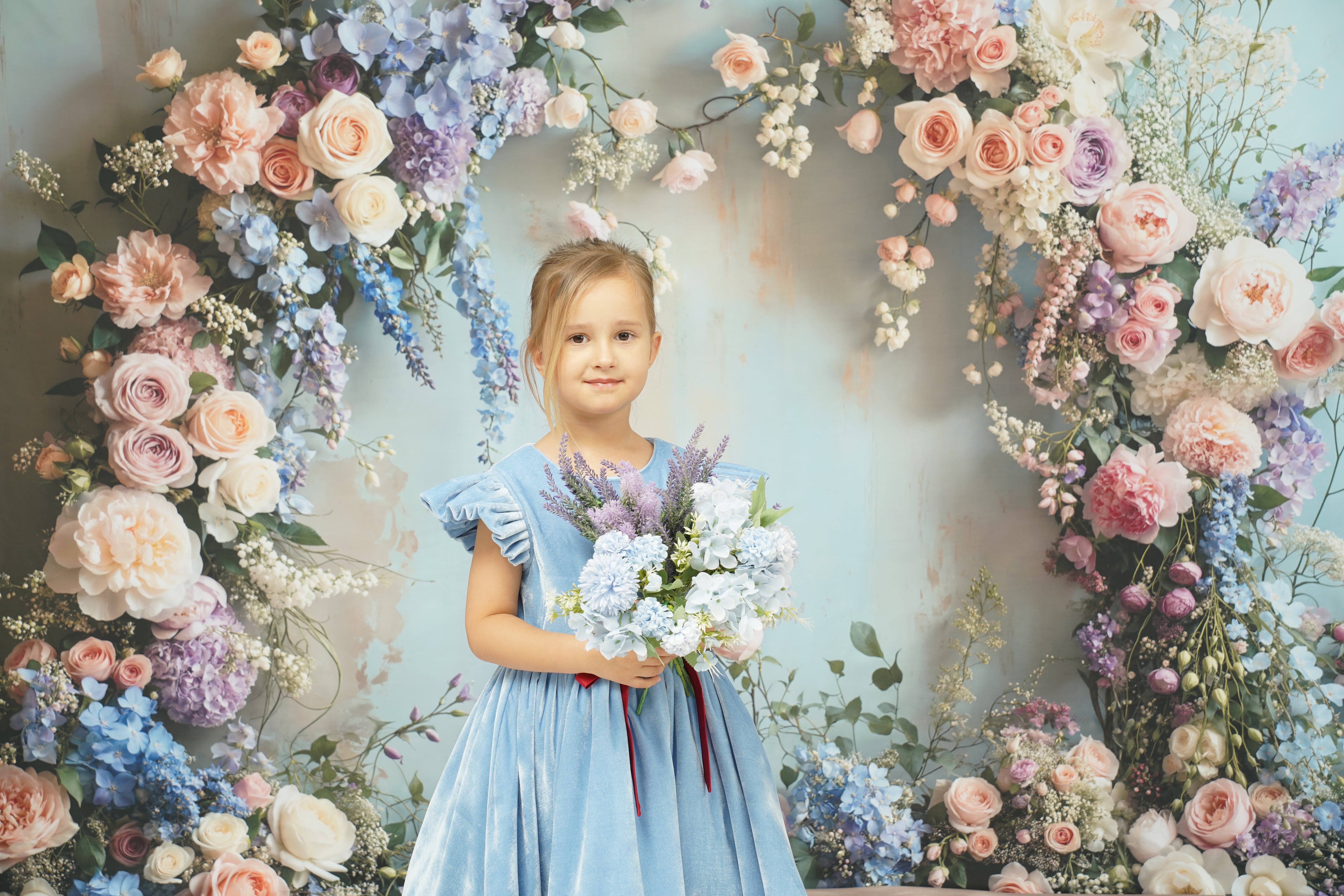 ⚡Blitzangebote #2-Kate Frühlingsblumenbogen Pastell Hintergrund+Abstrakt Hellbraun Beige Boden Hintergrund - Kate Backdrop.de